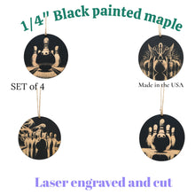 Load image into Gallery viewer, Ornament - Black - Bowling - Set of 4