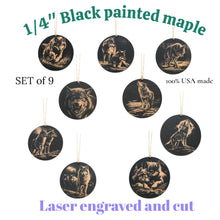 Load image into Gallery viewer, Ornament - Black - Wolf - Set of 9