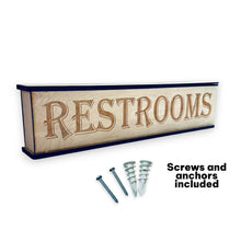 Load image into Gallery viewer, Sign - Restrooms - Box Sign - 24x6x3 inches