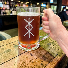 Load image into Gallery viewer, 25oz Beer mug with handle - Viking Protection Rune
