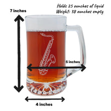 Load image into Gallery viewer, 25oz Beer mug with handle - Saxophone