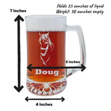 Load image into Gallery viewer, 25oz Beer mug with handle - PERSONALIZED - My Horse