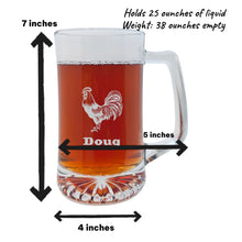 Load image into Gallery viewer, 25oz Beer mug with handle - PERSONALIZED - Chicken
