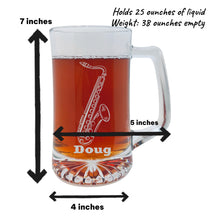 Load image into Gallery viewer, 25oz Beer mug with handle - PERSONALIZED - Saxophone