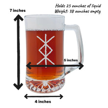 Load image into Gallery viewer, 25oz Beer mug with handle - Viking Protection Rune