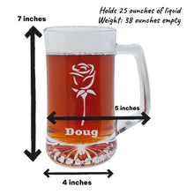 Load image into Gallery viewer, 25oz Beer mug with handle - PERSONALIZED - Rose