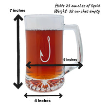 Load image into Gallery viewer, 25oz Beer mug with handle - Fish Hook