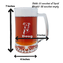 Load image into Gallery viewer, 25oz Beer mug with handle - PERSONALIZED - Pit Bull