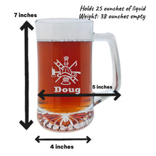 Load image into Gallery viewer, 25oz Beer mug with handle - PERSONALIZED - Firefighter