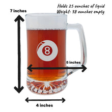 Load image into Gallery viewer, 25oz Beer mug with handle - Eight Ball - Pool