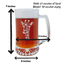 Load image into Gallery viewer, 25oz Beer mug with handle - Longneck Giraffe