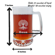 Load image into Gallery viewer, 25oz Beer mug with handle - PERSONALIZED - Celtic Tree of Life