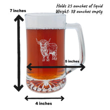Load image into Gallery viewer, 25oz Beer mug with handle - Highland Cow