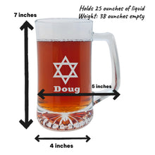 Load image into Gallery viewer, 25oz Beer mug with handle - PERSONALIZED - Star of David