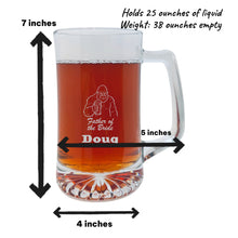 Load image into Gallery viewer, 25oz Beer mug with handle - PERSONALIZED - Bigfoot Father of the Bride - Sasquatch