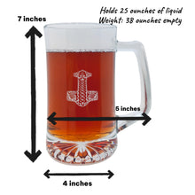 Load image into Gallery viewer, 25oz Beer mug with handle - Mjolnir - Thor's Hammer