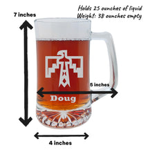 Load image into Gallery viewer, 25oz Beer mug with handle - PERSONALIZED - Thunderbird native american