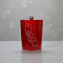 Load image into Gallery viewer, 8oz Flask - California with Cities