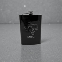 Load image into Gallery viewer, 8oz Flask - Texas with Cities PERSONALIZED