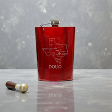 Load image into Gallery viewer, 8oz Flask - Texas with Cities PERSONALIZED
