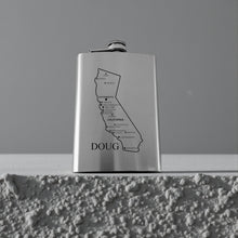 Load image into Gallery viewer, 8oz Flask - California with Cities PERSONALIZED