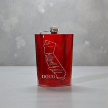 Load image into Gallery viewer, 8oz Flask - California with Cities PERSONALIZED