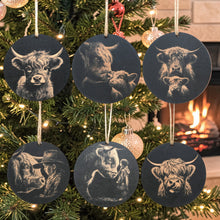 Load image into Gallery viewer, Ornament - Black - Highland Cow - Set of 6
