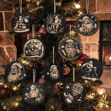 Load image into Gallery viewer, Ornament - Black - Santa - Set of 10 - Santa Claus