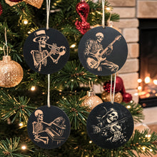 Load image into Gallery viewer, Ornament - Black - Musical Skeletons - Set of 4