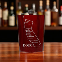 Load image into Gallery viewer, 8oz Flask - California with Cities PERSONALIZED