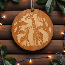 Load image into Gallery viewer, Ornament - Giraffe and Baby - Raw Wood