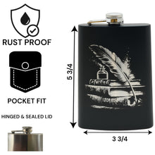 Load image into Gallery viewer, 8oz Black - Fantasy Feaher - Black Flask
