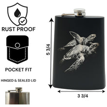 Load image into Gallery viewer, 8oz Black - Underwater Sea Turtles - Black Flask