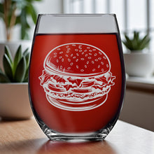 Load image into Gallery viewer, 15oz Stemless Wine Glass - Hamburger
