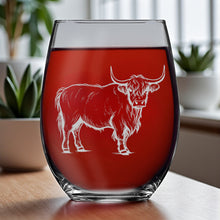 Load image into Gallery viewer, 15oz Stemless Wine Glass - Highland Cow