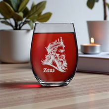 Load image into Gallery viewer, 15oz Stemless Wine Glass - Zeus - God of Thunder