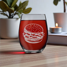 Load image into Gallery viewer, 15oz Stemless Wine Glass - Hamburger