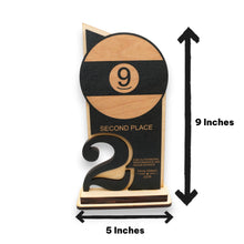 Load image into Gallery viewer, Trophy Award - PERSONALIZED - 9 Ball - 1st 2nd 3rd Place - 9x5 Inches