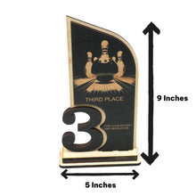 Load image into Gallery viewer, Trophy Award  - Bowling - 1st 2nd 3rd Place - 9x5 Inches