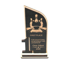 Load image into Gallery viewer, Trophy Award - PERSONALIZED - Bowling - 1st 2nd 3rd Place - 9x5 Inches