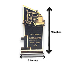 Load image into Gallery viewer, Trophy Award - PERSONALIZED - Big Rig Diesel - 1st 2nd 3rd Place - 9x5 Inches