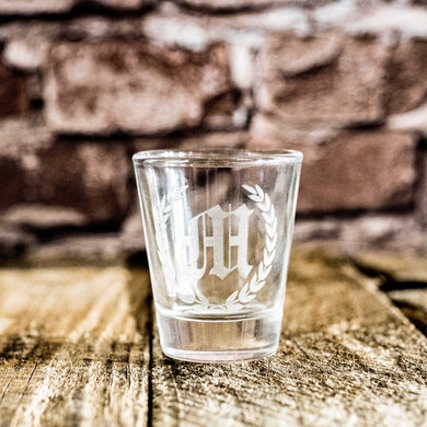2oz PERSONALIZED Laurel with Initial Custom Shot glass