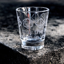 Load image into Gallery viewer, 2oz May the Dice Roll ever in your Favor Shot glass