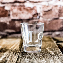 Load image into Gallery viewer, 2oz PERSONALIZED Monogram Engravers MT Initial Custom Shot glass