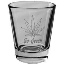 Load image into Gallery viewer, 2oz Pot Leaf Go Green Shot Glass