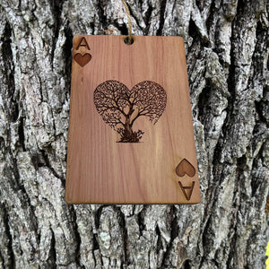 Ace of Hearts Card - Cedar Ornament