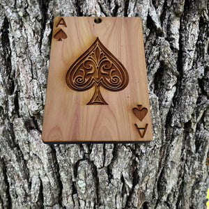 Ace of Spades Card - Cedar Ornament