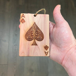 Ace of Spades Card - Cedar Ornament