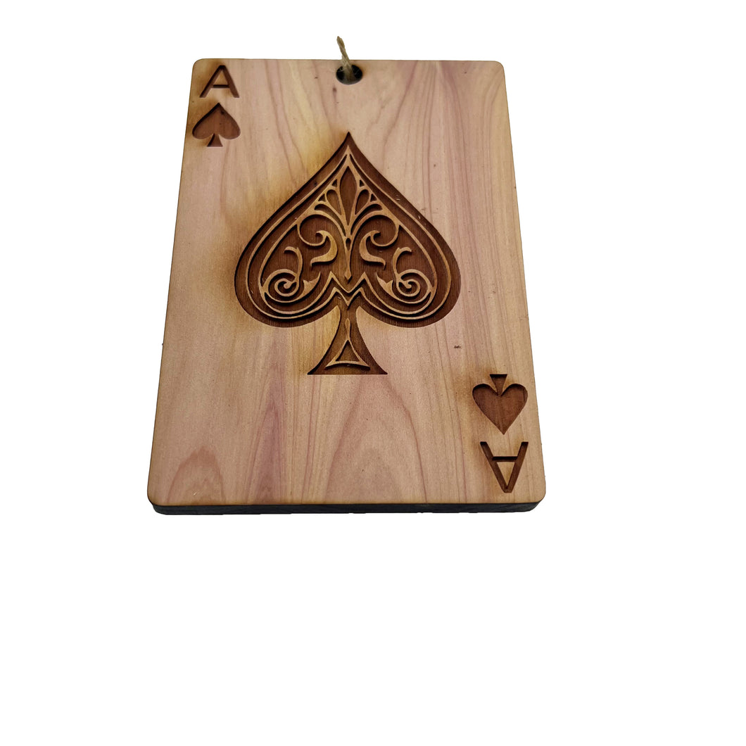 Ace of Spades Card - Cedar Ornament