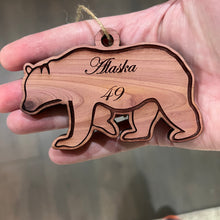 Load image into Gallery viewer, Alaska 49 with Bear - Cedar Ornament